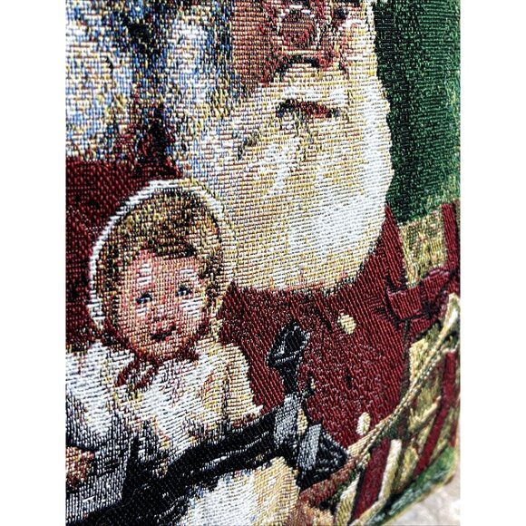 Vintage 14'' Tapestry Christmas Santa & Girl Accent Pillows Tom Browning - Picture 3 of 8